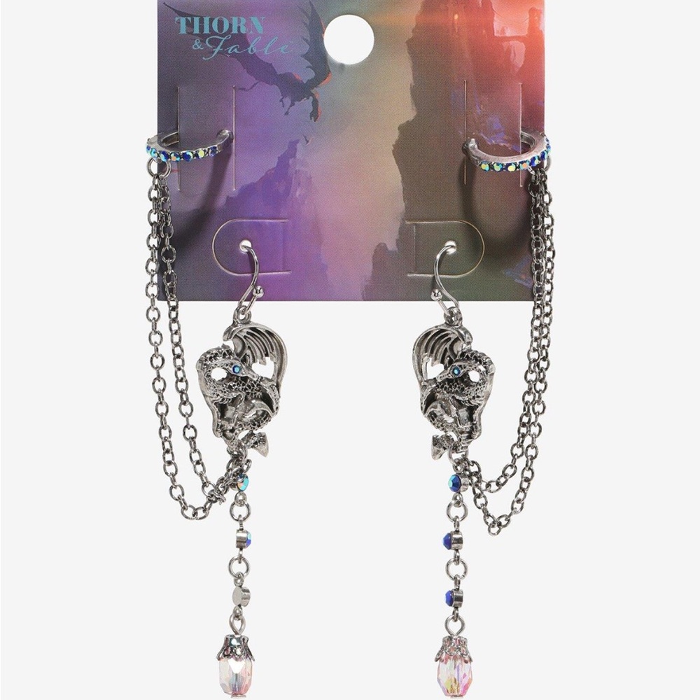 Thorn‎ & Fable Dragon Bead Cuff Earrings Hot Topic